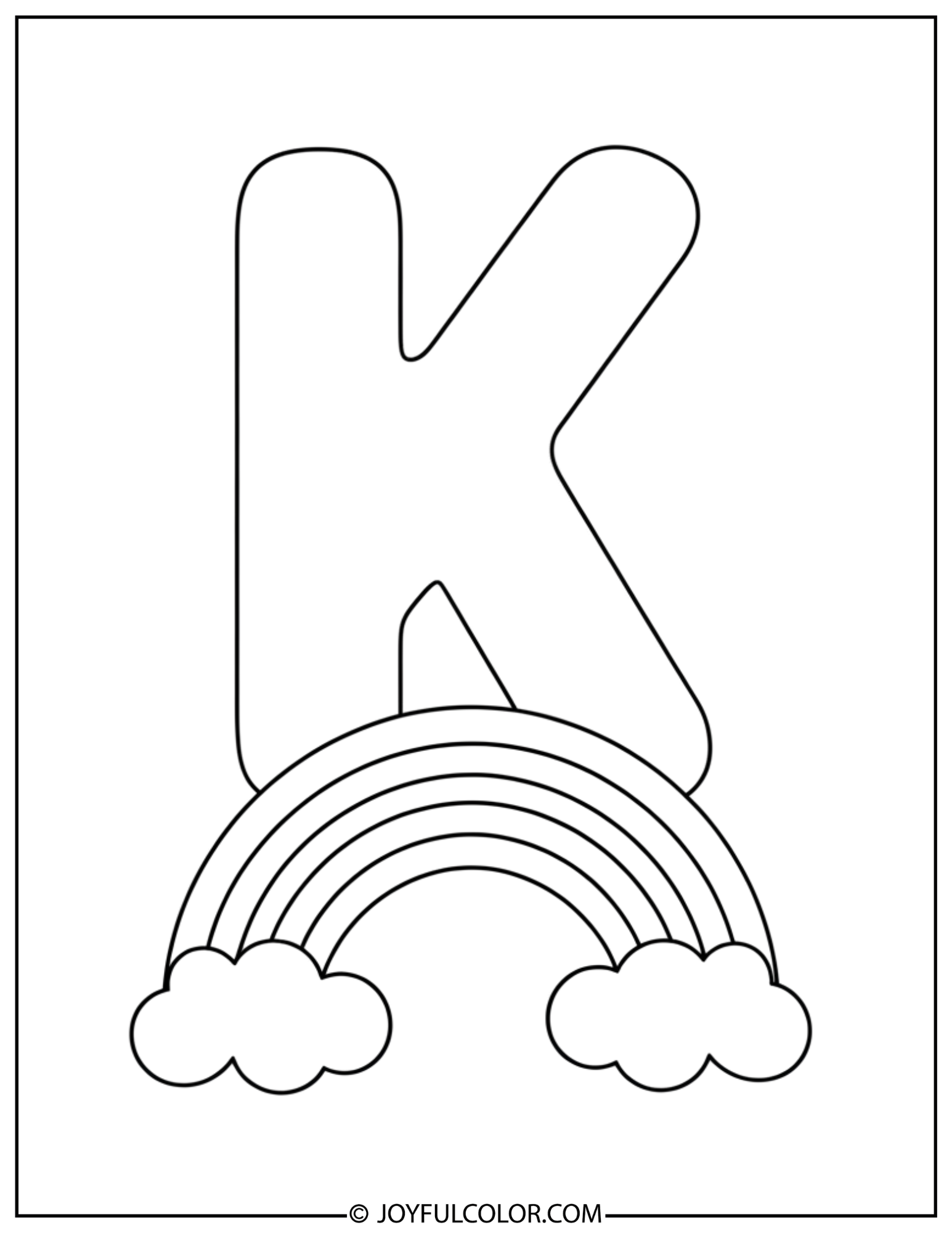 Rainbow Letter k Coloring Page 2