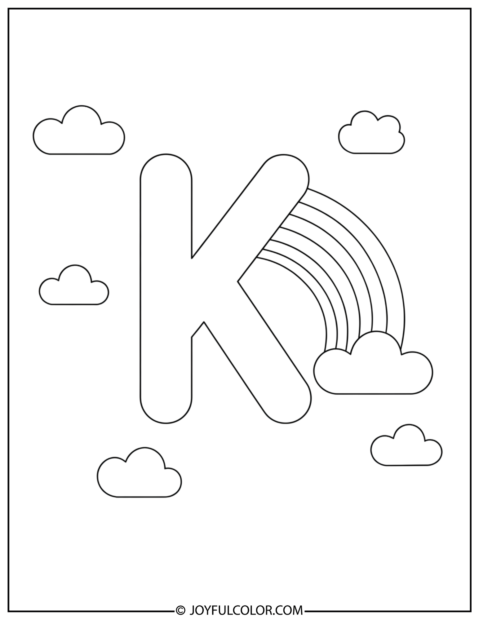 Rainbow Letter k Coloring Page
