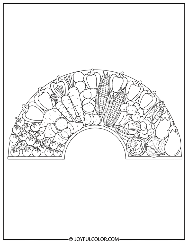 Rainbow Vegetable Platter Coloring Page
