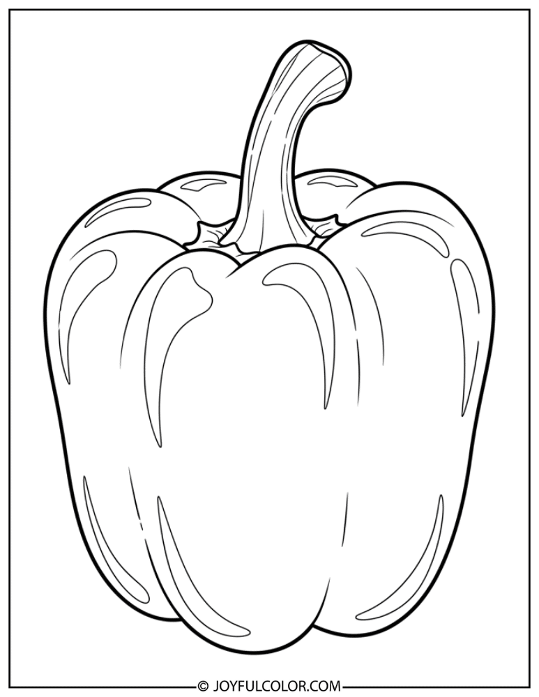 Realistic Bell Pepper Coloring Page