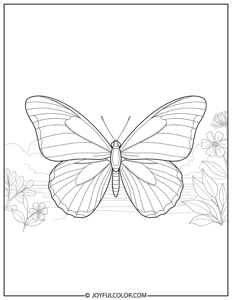 Realistic Butterfly Outline Coloring Page