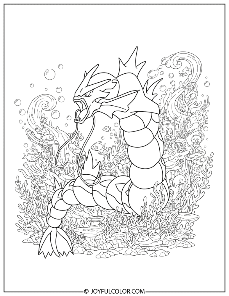 Realistic Gyarados Coloring Page
