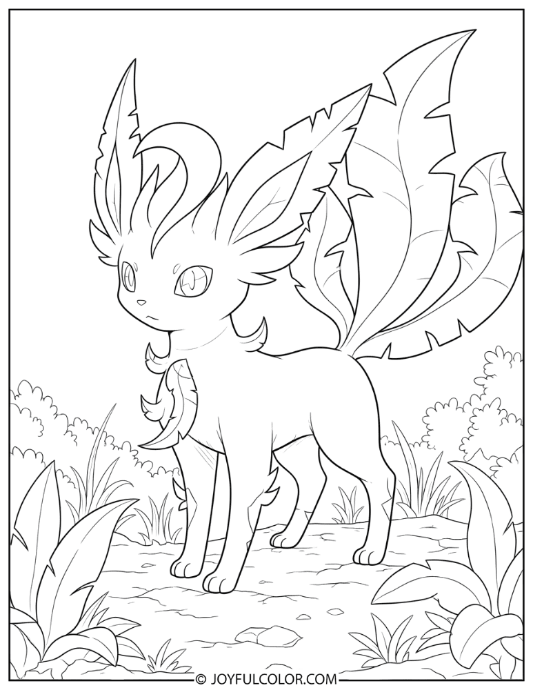 Realistic Leafeon Coloring Page