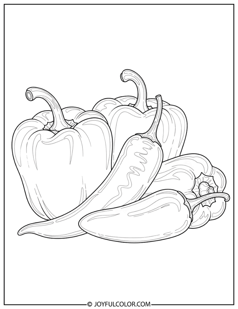 Realistic Pepper Still Life Coloring Page
