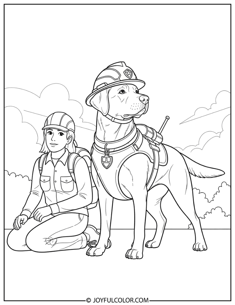 Rescue Lab Dog Coloring Page