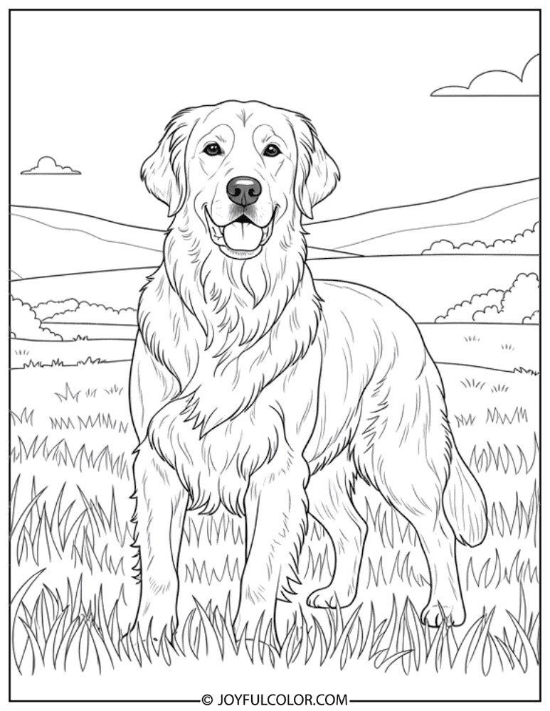 Retriever in Field Coloring Page