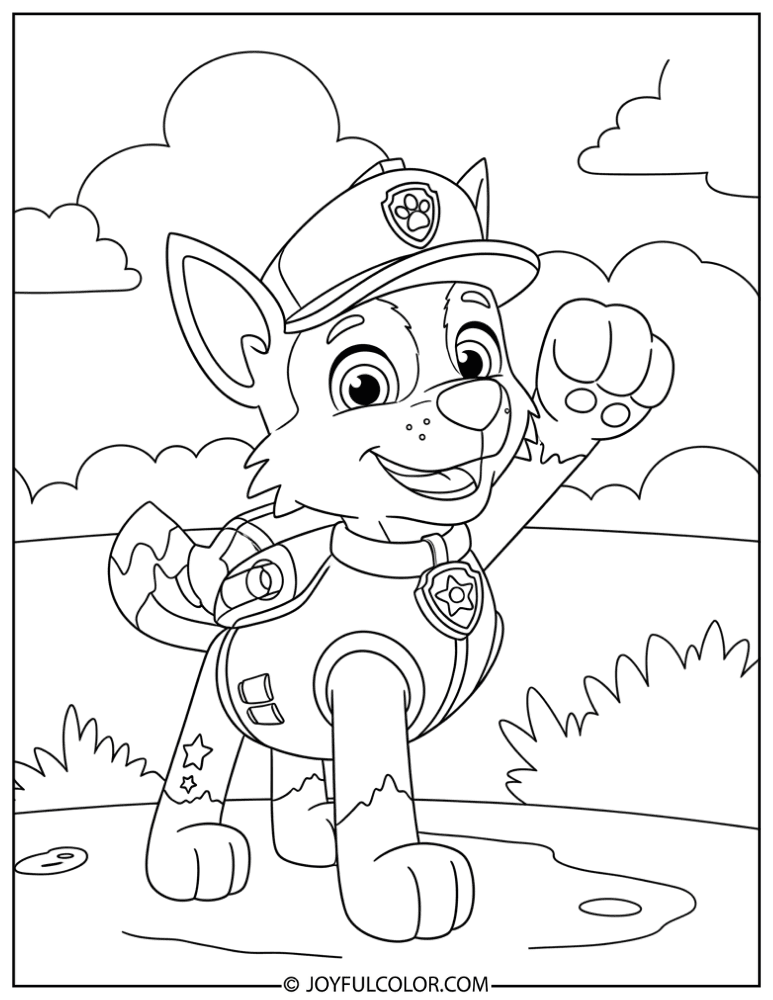 Rocky Celebrating with Ryder Coloring Page