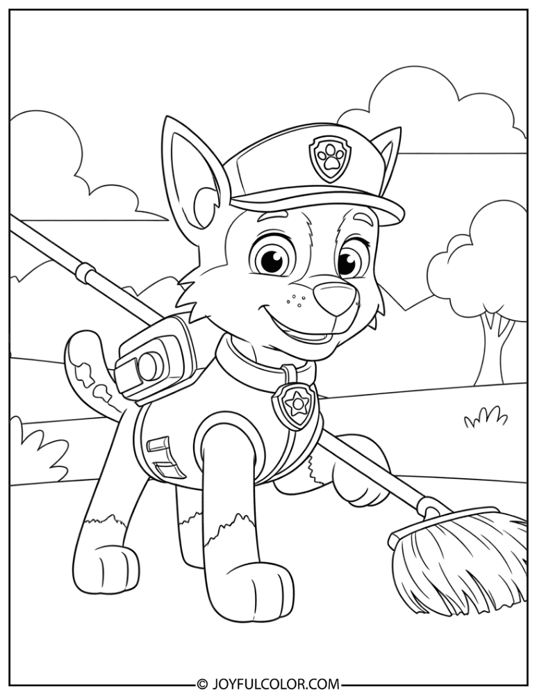 Rocky Cleaning Up Adventure Bay Coloring Page