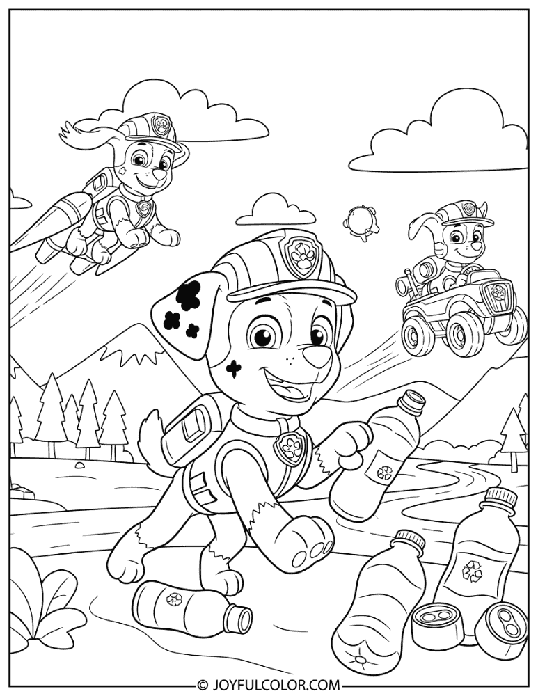 Rocky Recycling Rescue Coloring Page