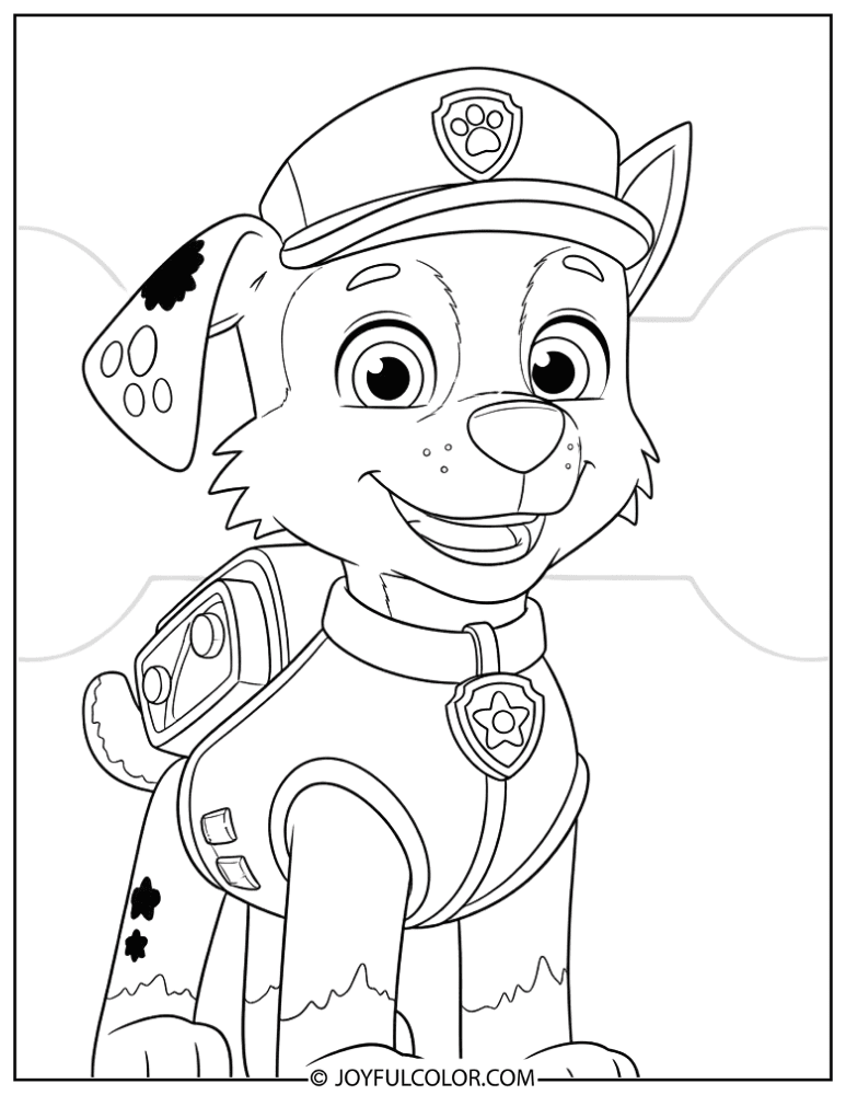 Rocky Smiling in Uniform Coloring Page
