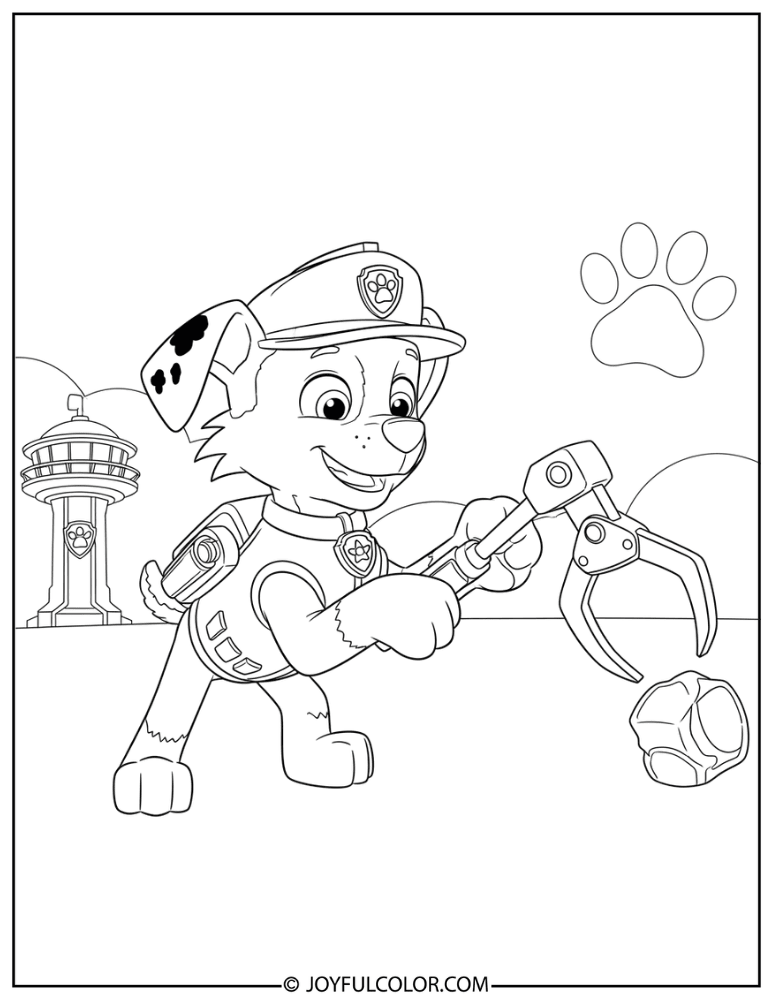 Rocky Using His Grabber Tool Coloring Page