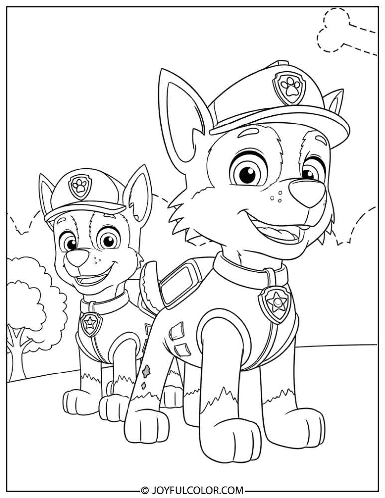 Rocky and Chase Coloring Page