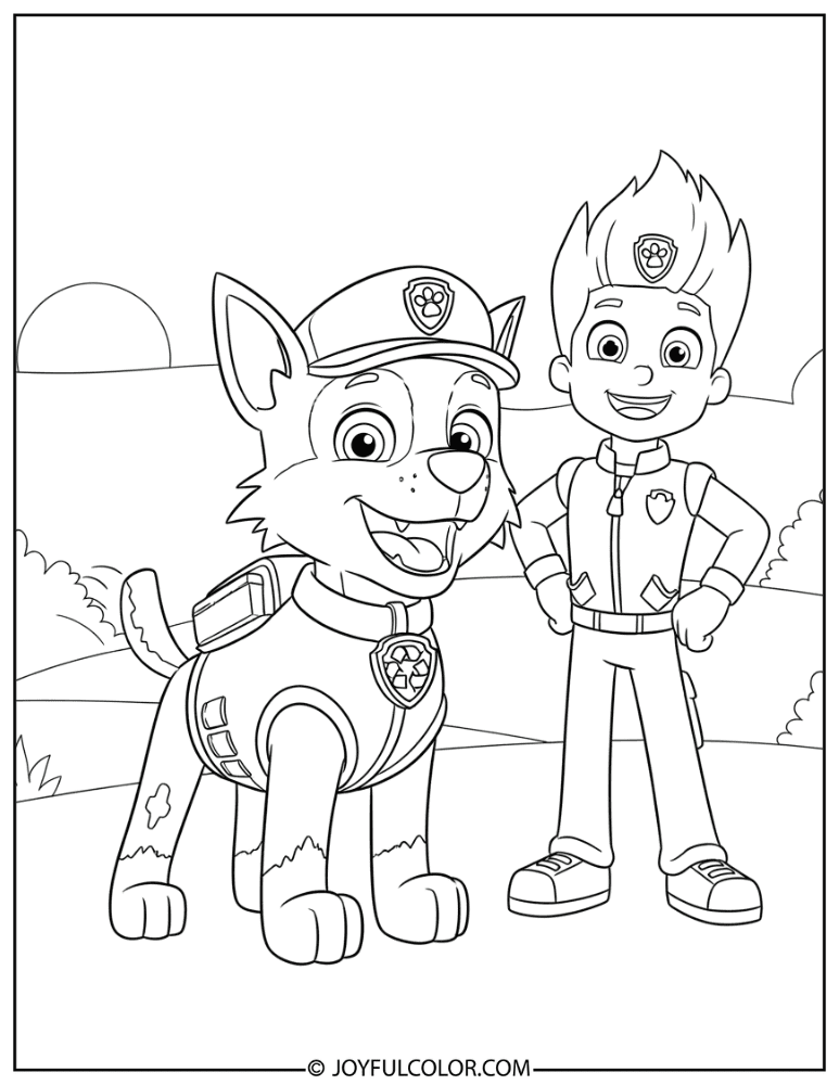 Rocky with Ryder Smiling Coloring Page
