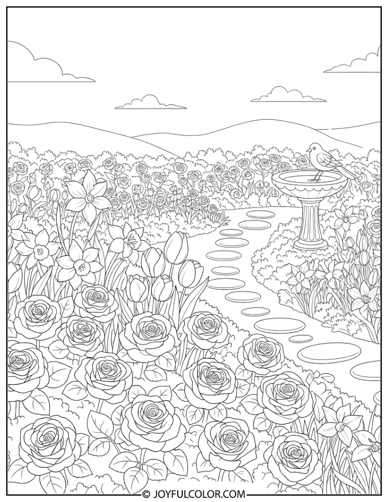 Rose Garden Coloring Page