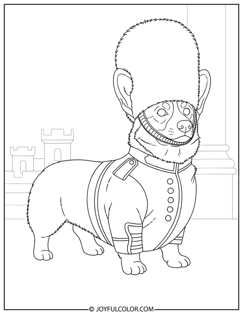 Royal Guard Corgi Coloring Page