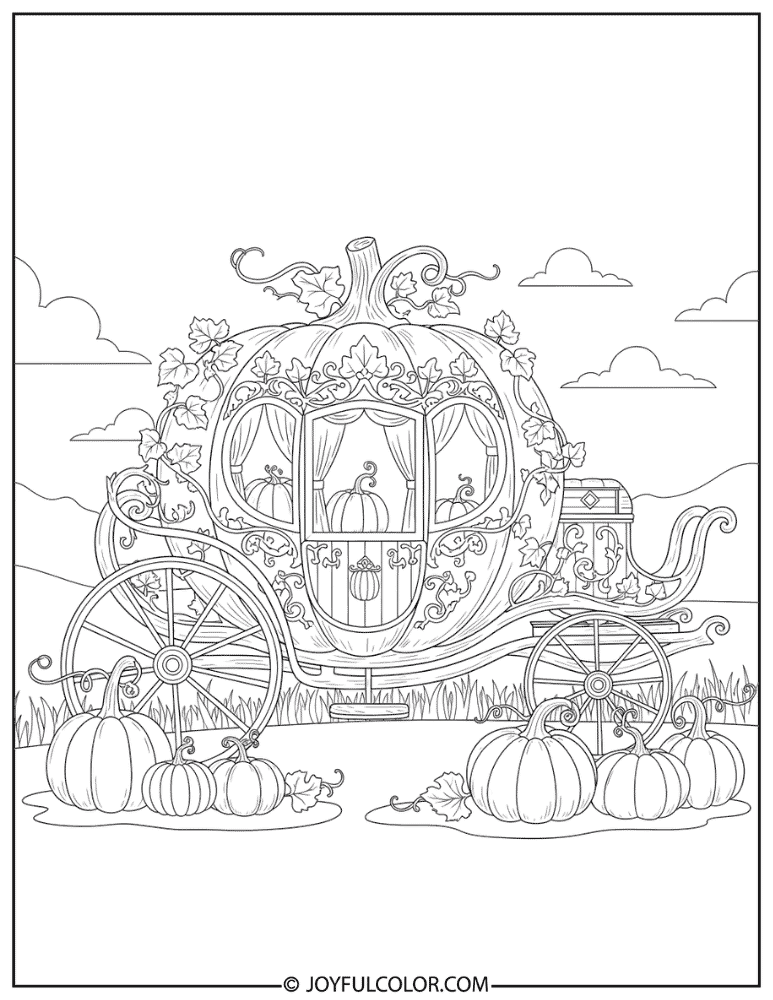 Royal Pumpkin Carriage Coloring Page