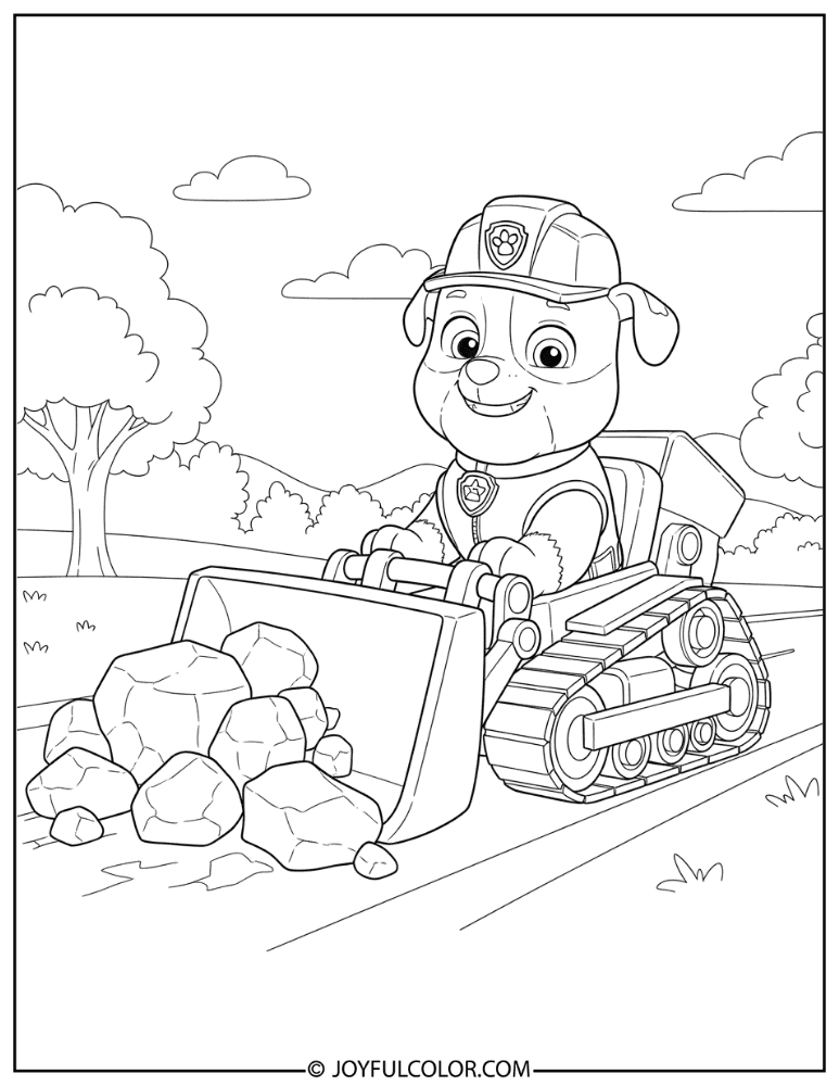 Rubble Clearing a Road Coloring Page