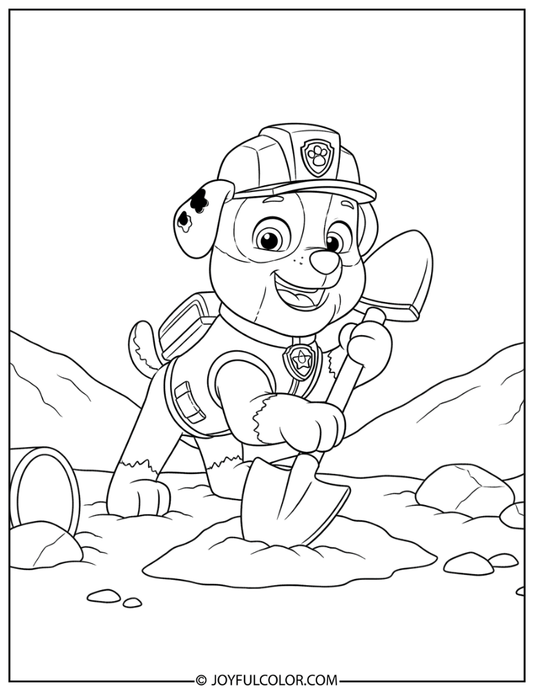 Rubble Digging at a Construction Site Coloring Page