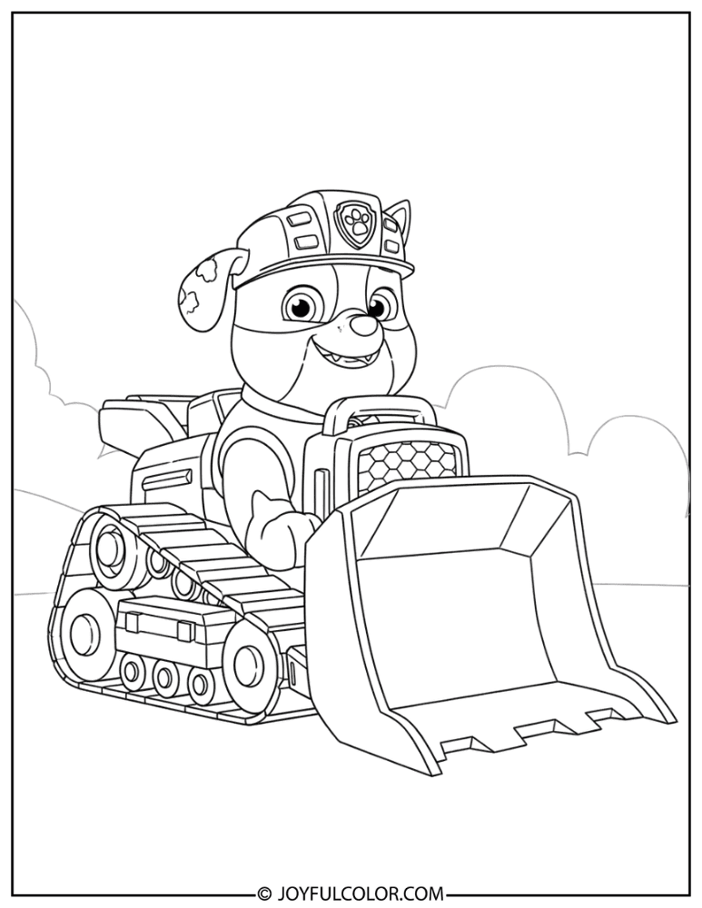Rubble Driving His Bulldozer Coloring Page