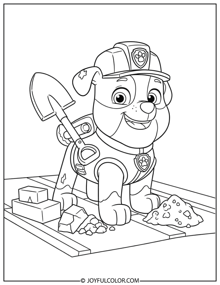 Rubble Fixing a Road Coloring Page