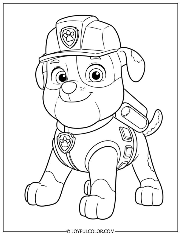 Rubble Ready for Action Coloring Page
