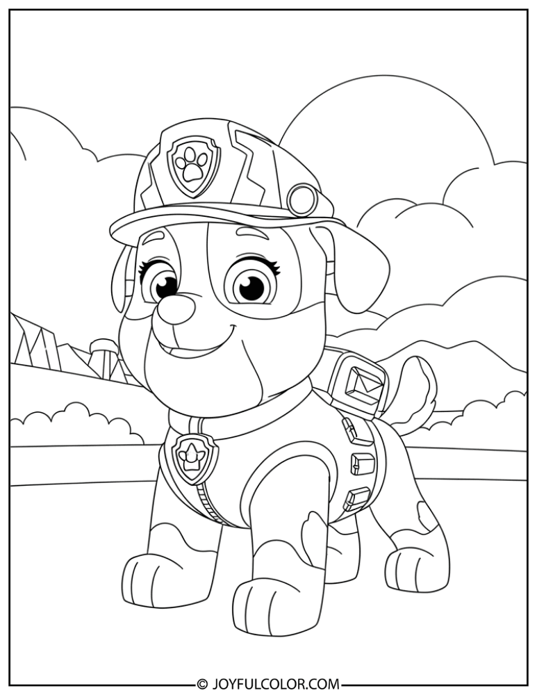 Rubble Saving the Day Coloring Page