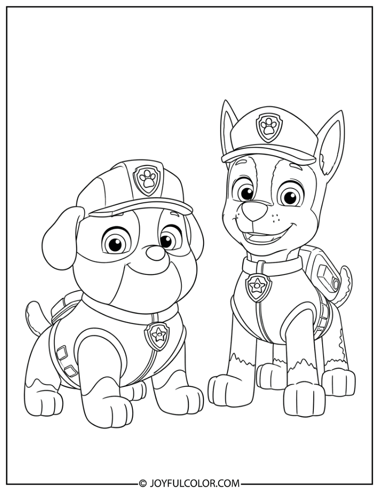 Rubble and Chase Coloring Page