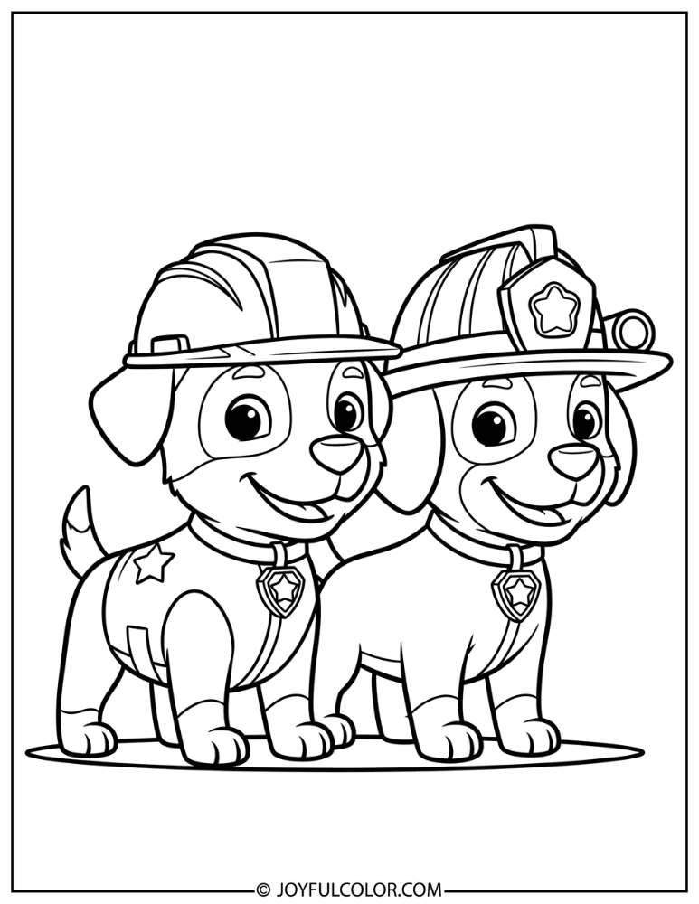 Rubble and Marshall Coloring Page