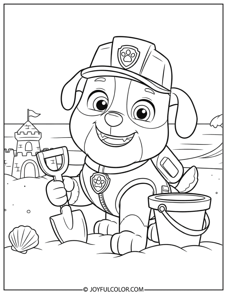 Rubble at the Beach Coloring Page