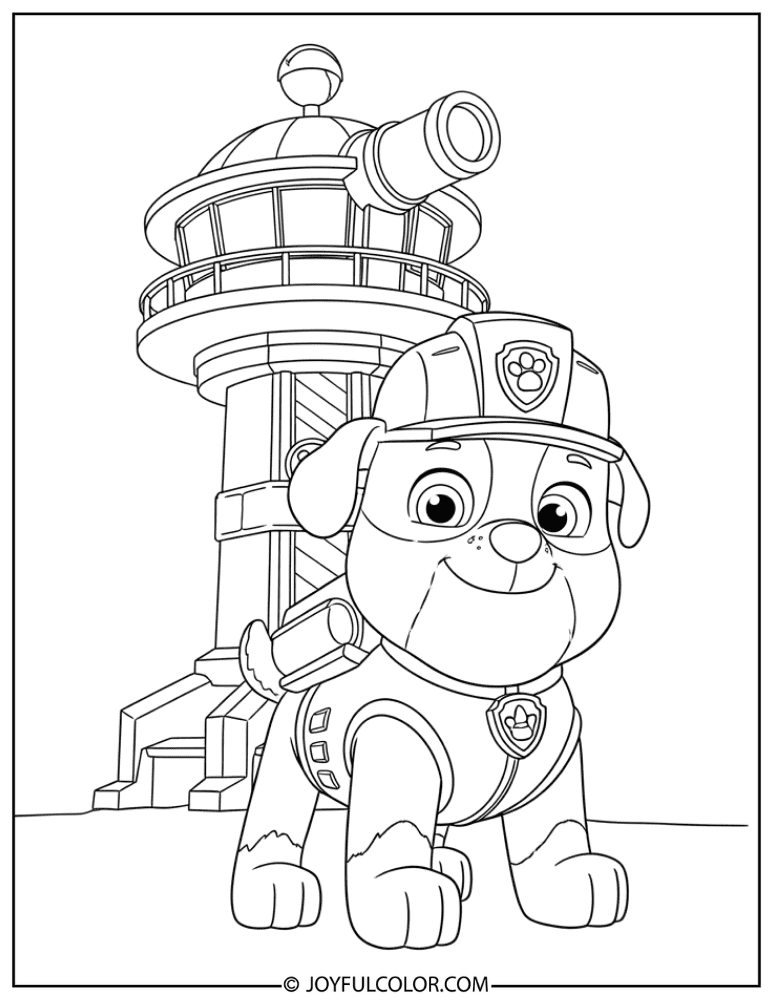 Rubble at the Lookout Tower Coloring Page