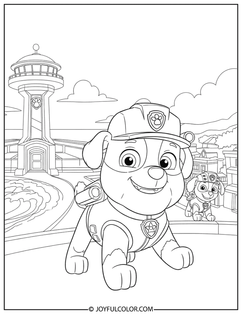 Rubble in Adventure Bay Coloring Page