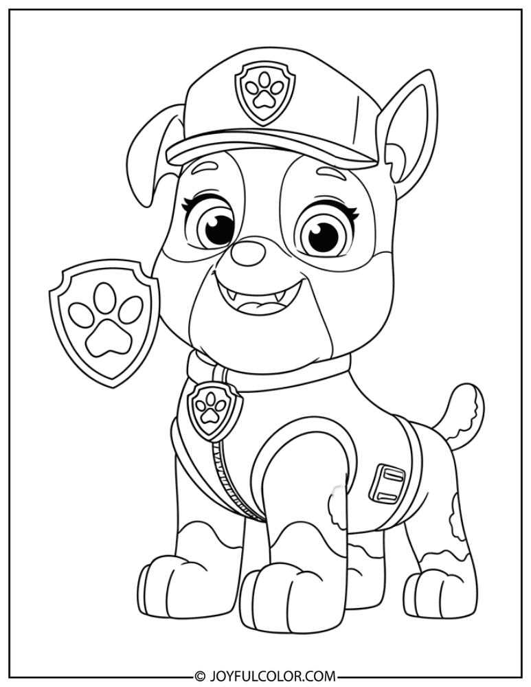 Rubble with Paw Badge Coloring Page