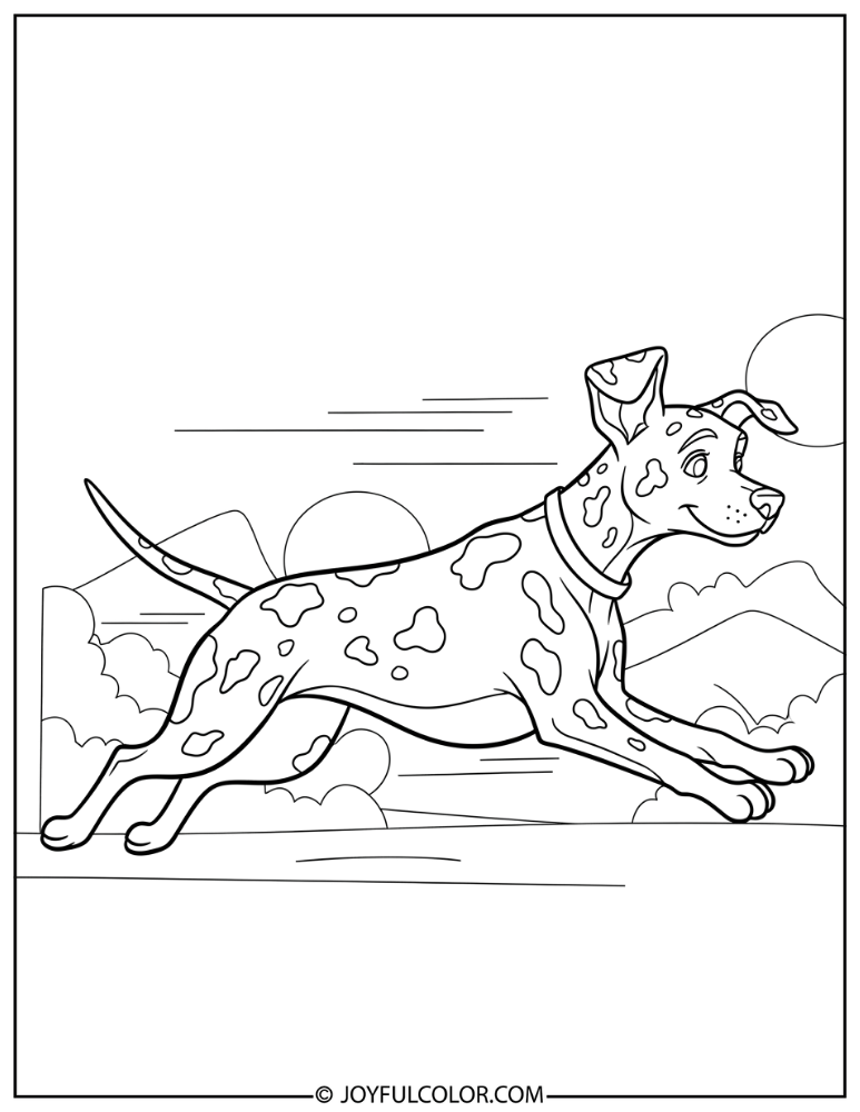Running Dalmatian Coloring Page