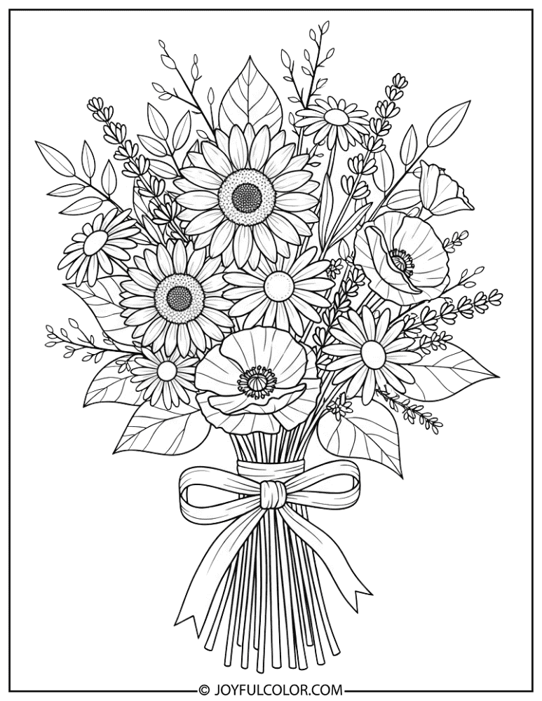 Rustic Garden Bouquet Coloring Page