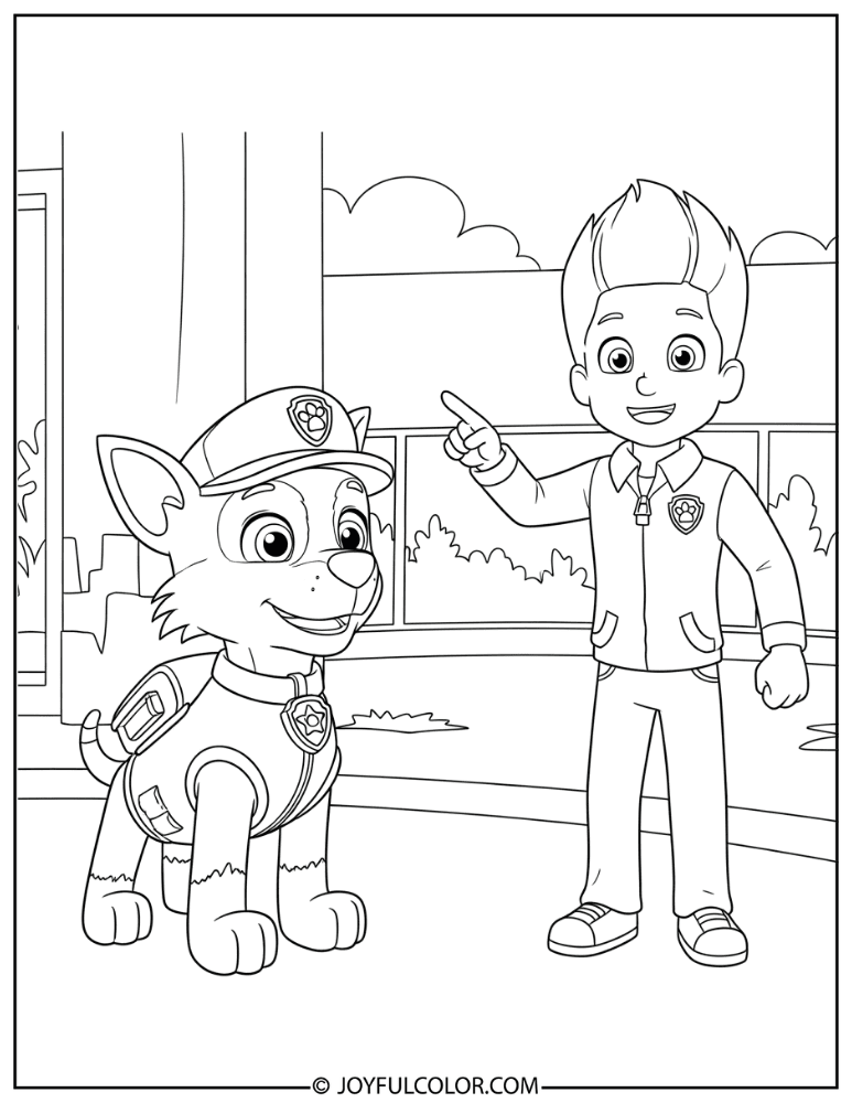 Ryder Giving Rocky Instructions Coloring Page
