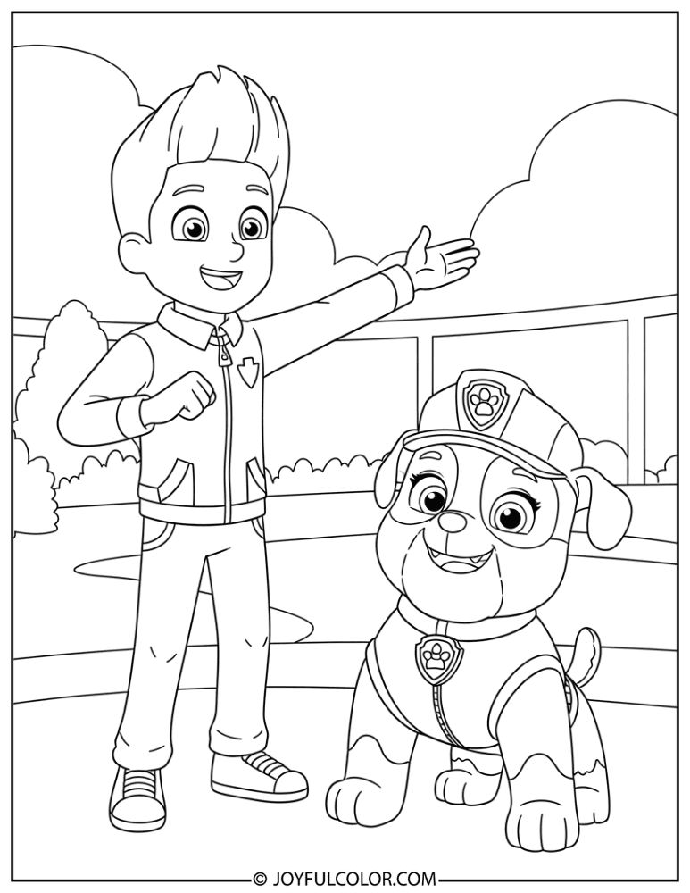 Ryder Giving Rubble Instructions Coloring Page