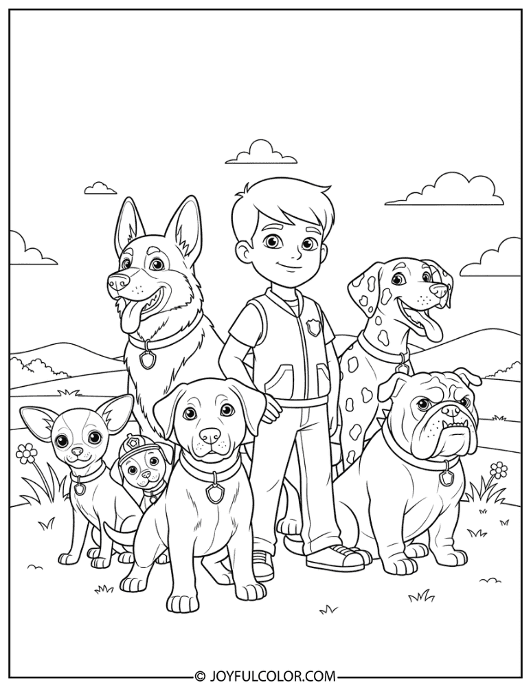 Ryder and the Paw Patrol Coloring Page