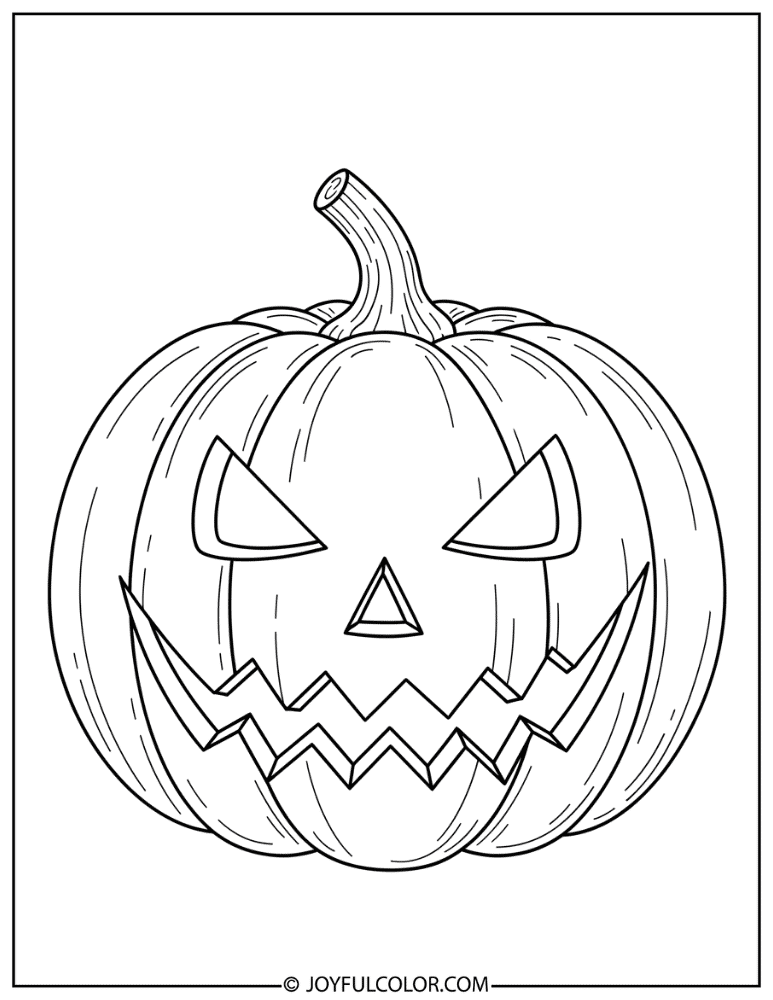Scary Halloween Jack-O-Lantern Coloring Page
