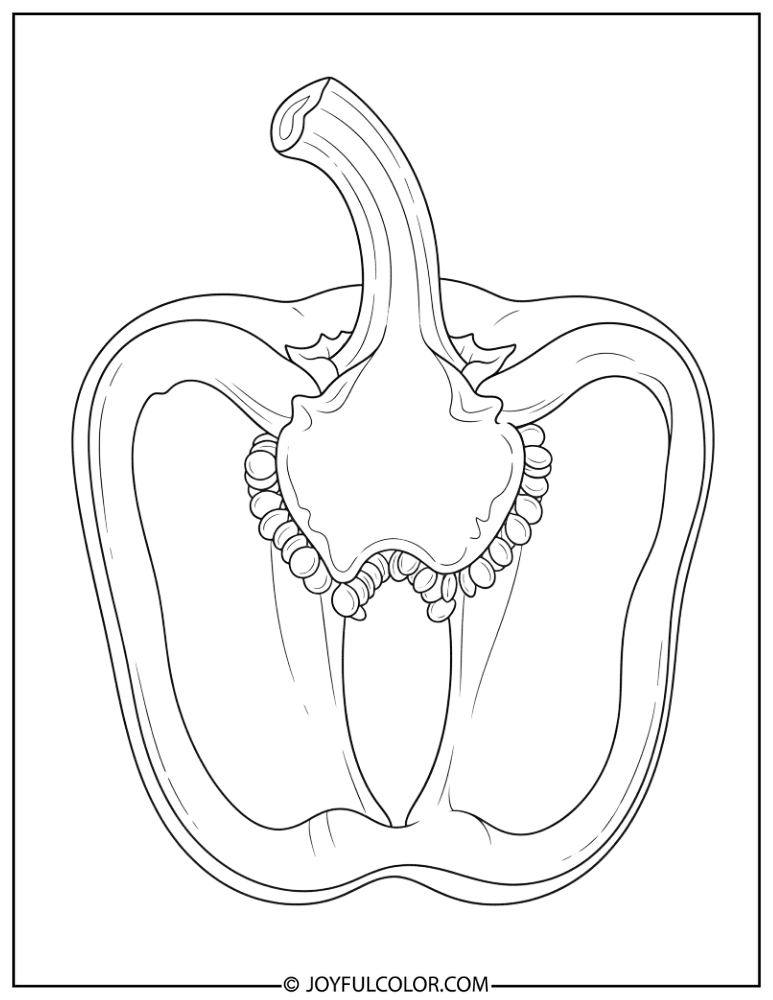 Seeds Inside Pepper Coloring Page
