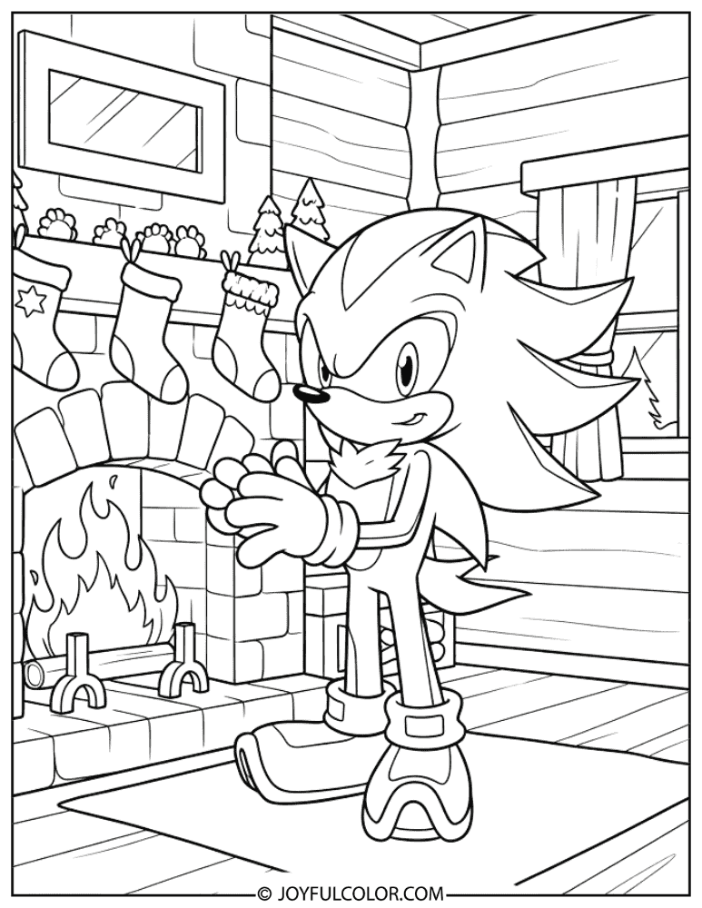 Shadow Standing by a Fireplace Coloring Page