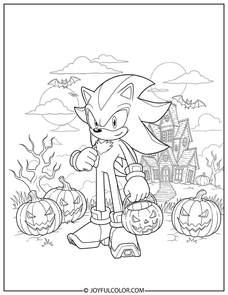 Shadow the Hedgehog Halloween Coloring Page