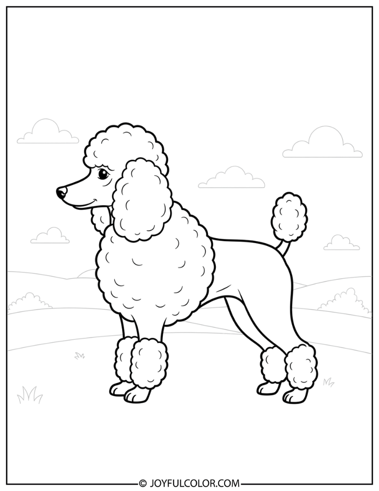 Side View Poodle Coloring Page