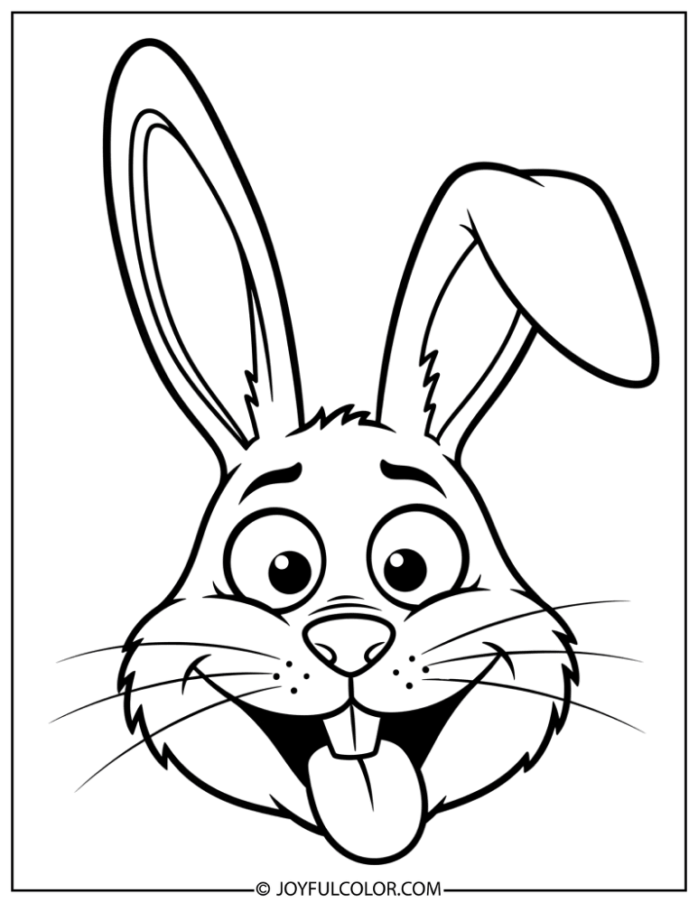 Silly Bunny Face Coloring Page