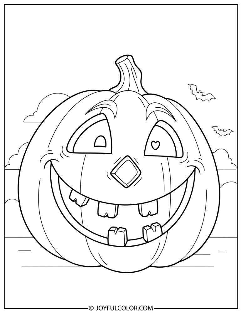 Silly Face Jack-O-Lantern Coloring Page