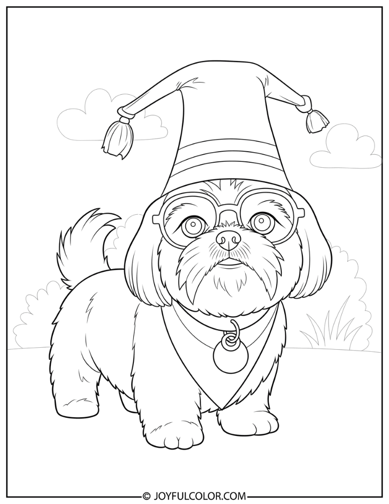 Silly Face Shih Tzu Coloring Page