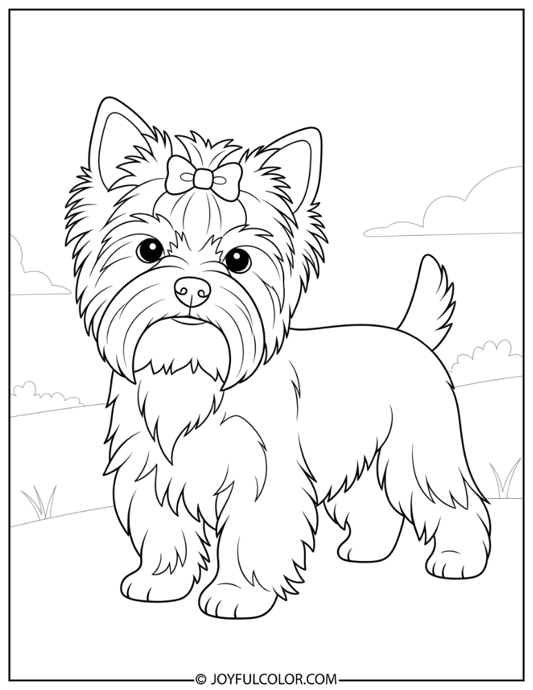 Silly Face Yorkie Coloring Page