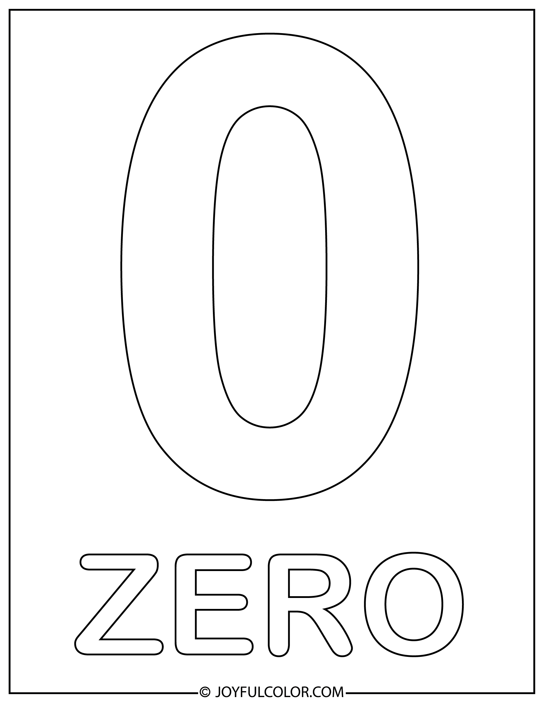 Simple Number Zero Coloring Page