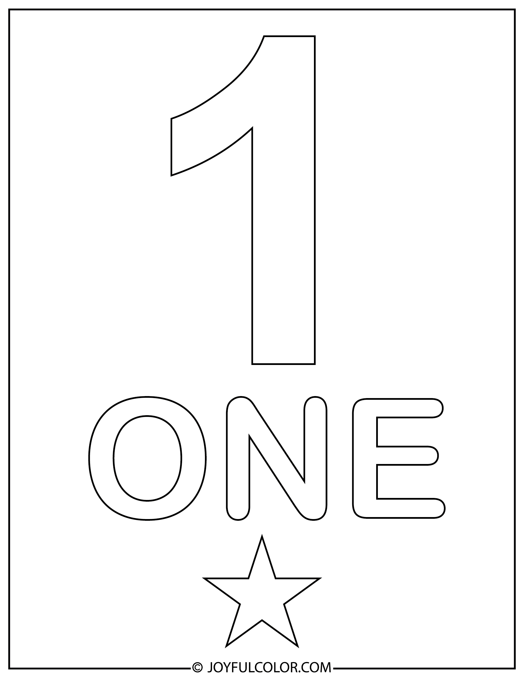 Simple Number 1 Coloring Page