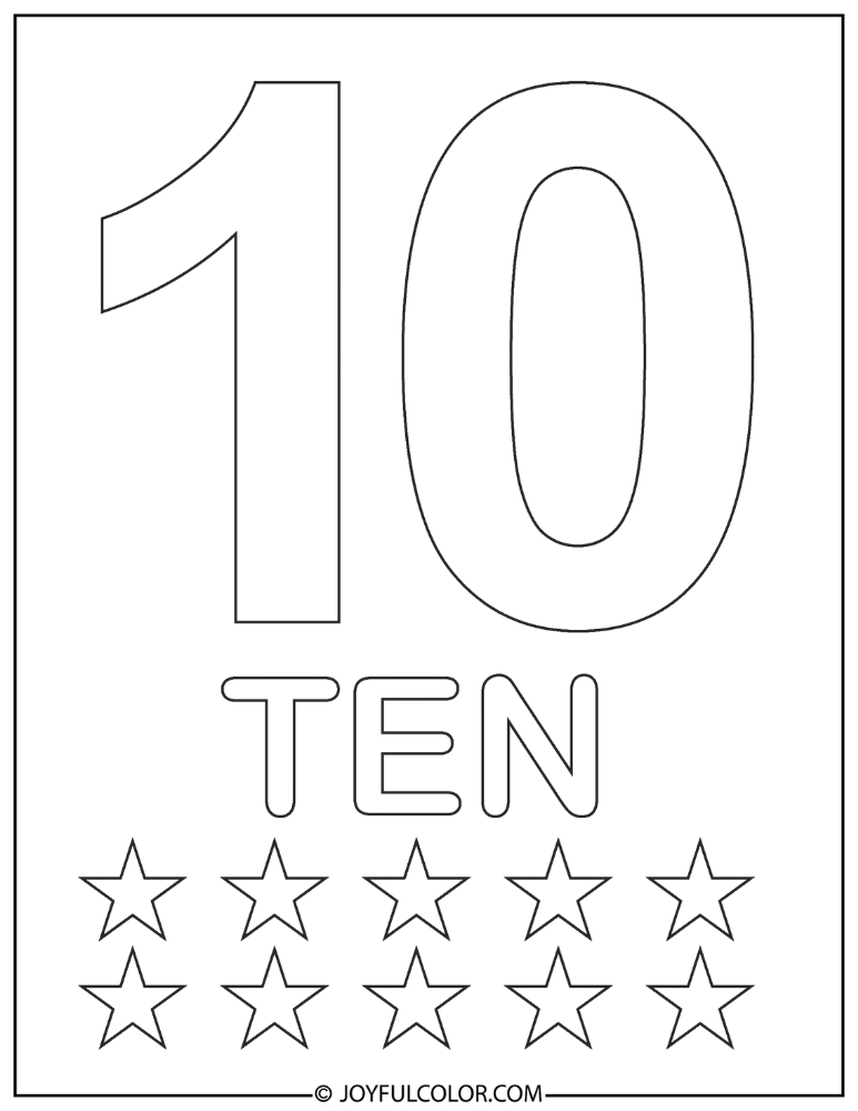 Simple 10 Coloring Page