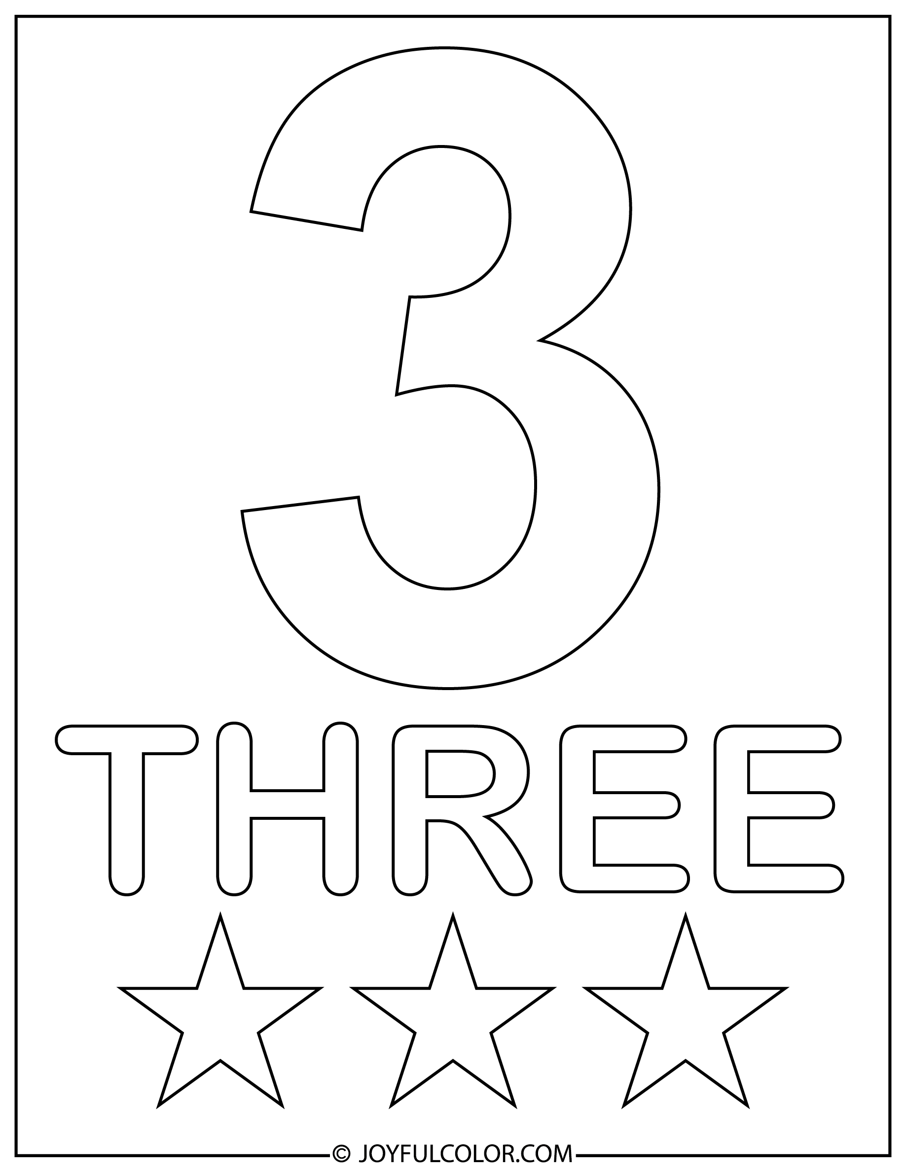 Simple Number 3 Coloring Page